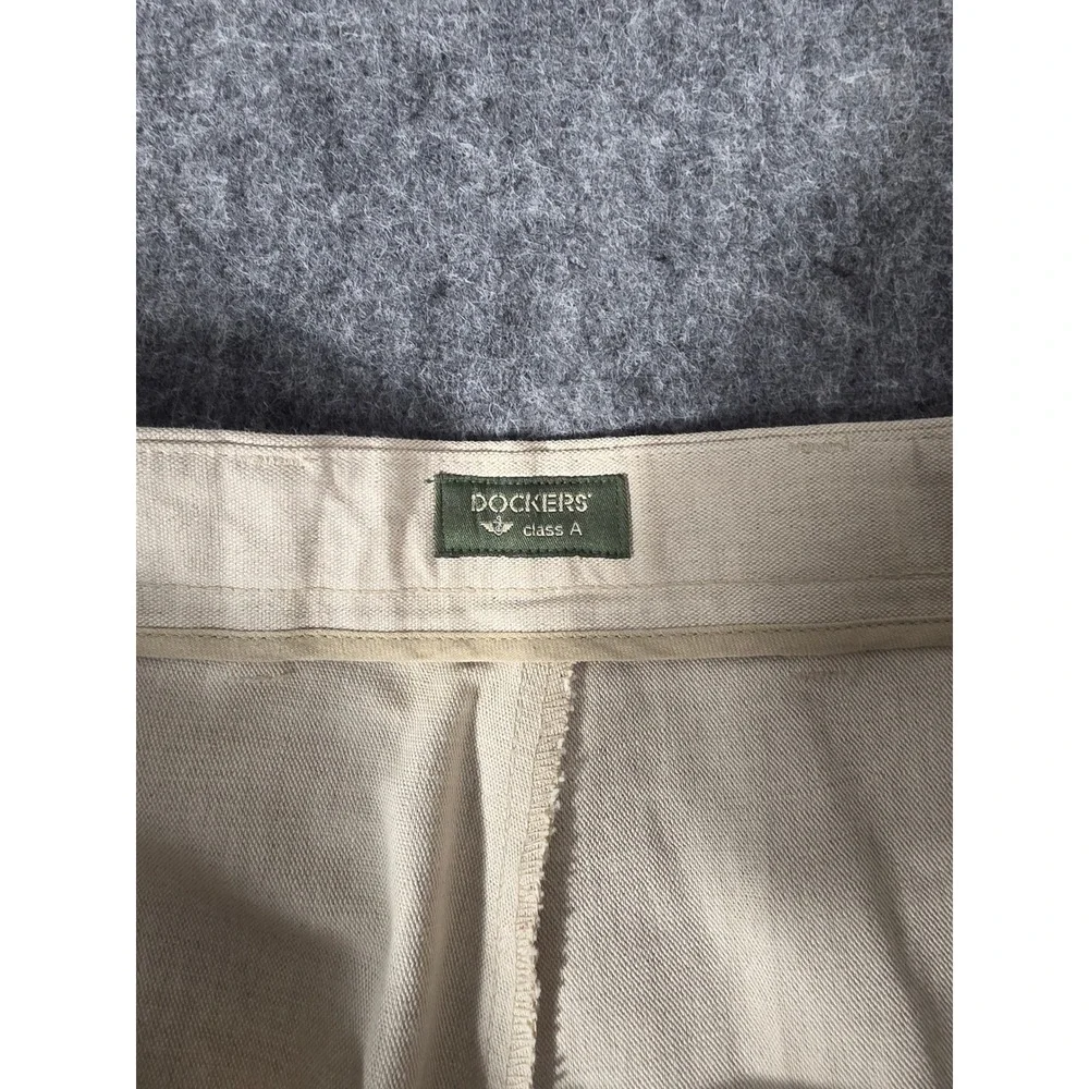Vintage Dockers Pleated Linen Cotton Trousers Men 40x30 Beige Cuffed Chino Pants